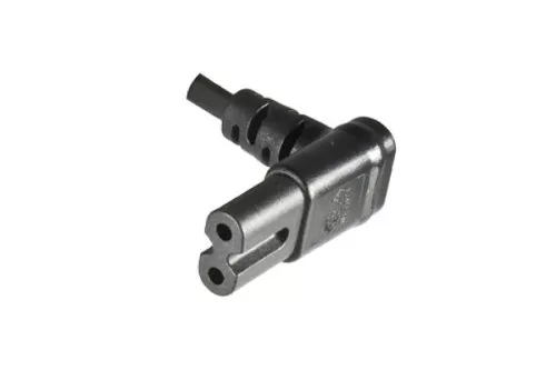 Euro plug type C to C7 90° down, 0,75mm², VDE, black, length 2,00m